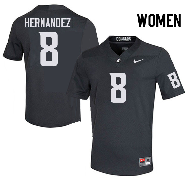 Women #8 Carlos Hernandez Washington State Cougars College Football Jerseys Stitched-Charcoal
